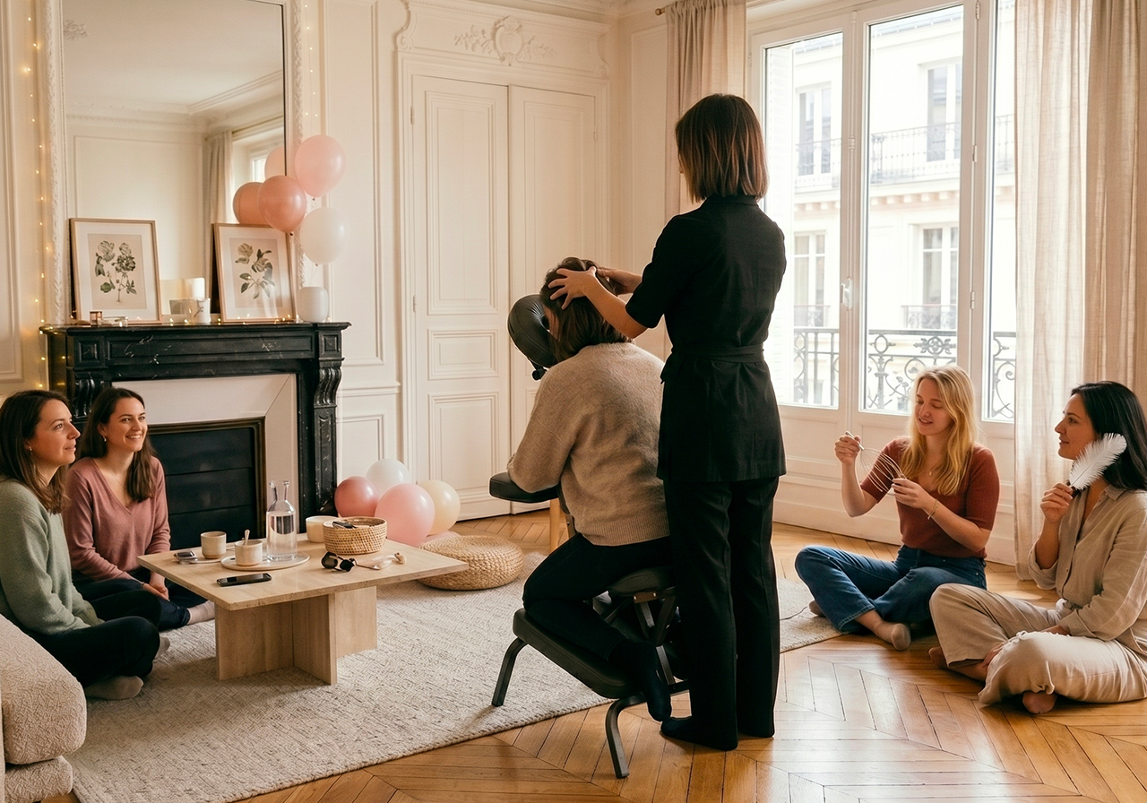 Groupe d'amies lors d'un événement papouilles